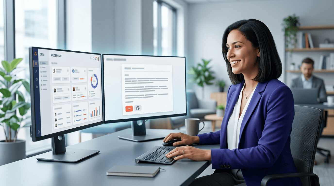 A sales rep turning CRM prospect data into a personalized sales email draft with an AI generator